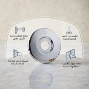 Round chrome shower arm escutcheon plate 3 4 inch inlet wall flange