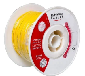 Elsewedy stranded copper electrical wire reel with bright yellow PVC sheath