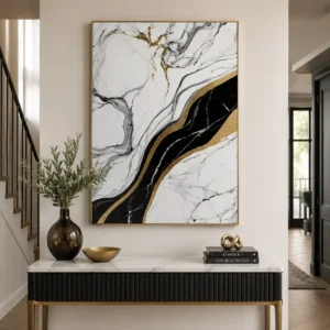 Luxury Abstract Marble Wall Art with Gold Accents
